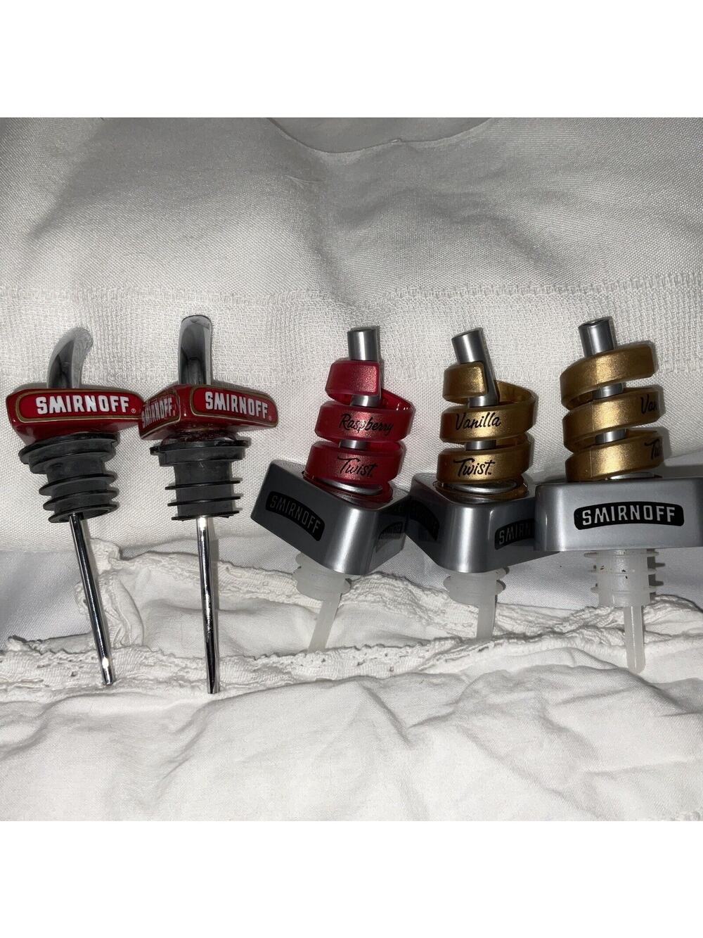 Smirnoff Vodka Raspberry Vanilla Liquor Dispensers Bottle Stoppers Pourers Lot/5